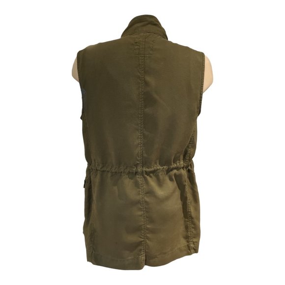 GAP Utility Cargo Vest Army Green Size Small Drawstring Waist Ample Pockets - Picture 8 of 12